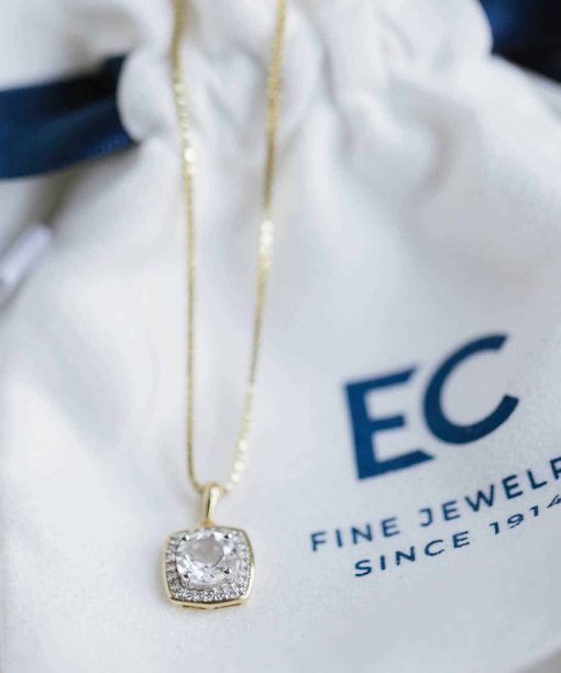 Alternative view of Anheng i gull, hvit Topas og DIamant 0.07ct (WSI)