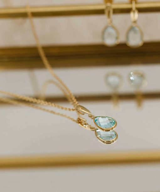 Alternative view of Christophersen Gult Gull Anheng blå top dråpe fac m/kj