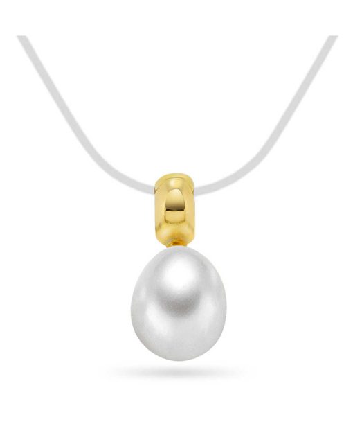 Gullanheng i gult gull med ferskvannsperle