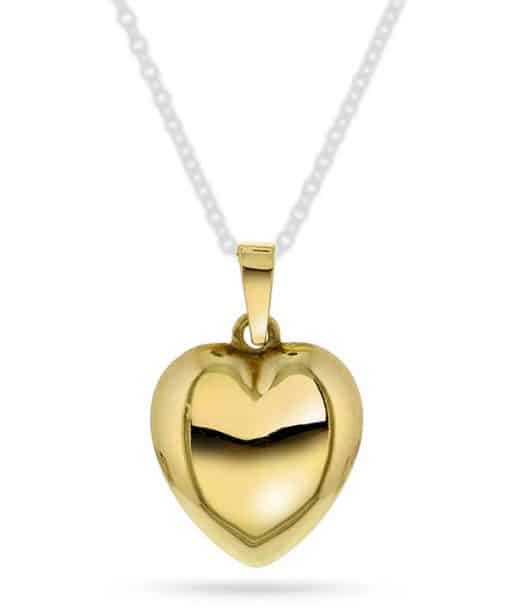 Hjertesmykke i gult gull 16,3mm