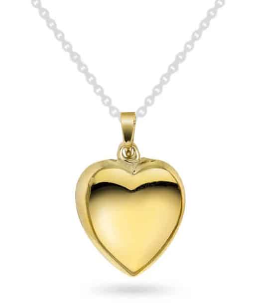 Hjertesmykke i gult gull 19mm