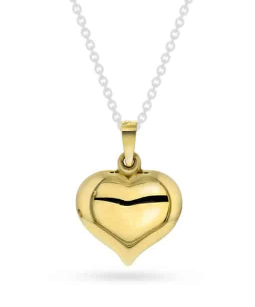 Hjertesmykke i gult gull 17mm