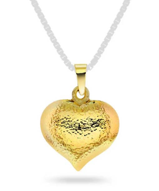 Hjertesmykke i gult gull 17,5mm