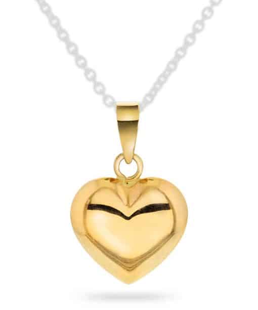 Hjertesmykke i gult gull 16mm