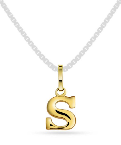 Bokstavsmykke i gult gull, S-anheng