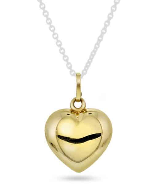 Hjertesmykke i gult gull 18,5mm