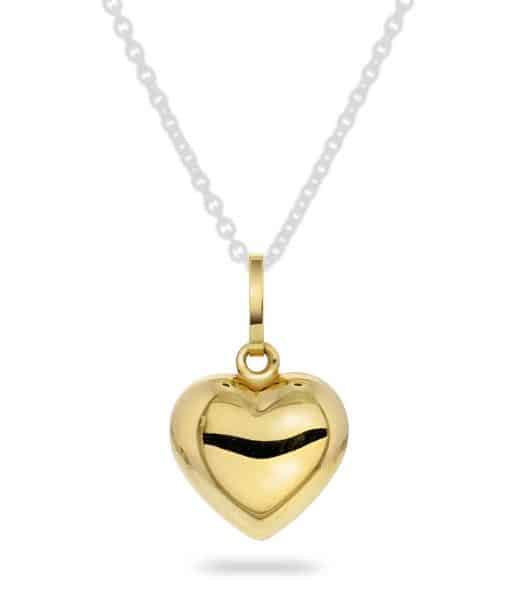 Hjertesmykke i gult gull 16mm