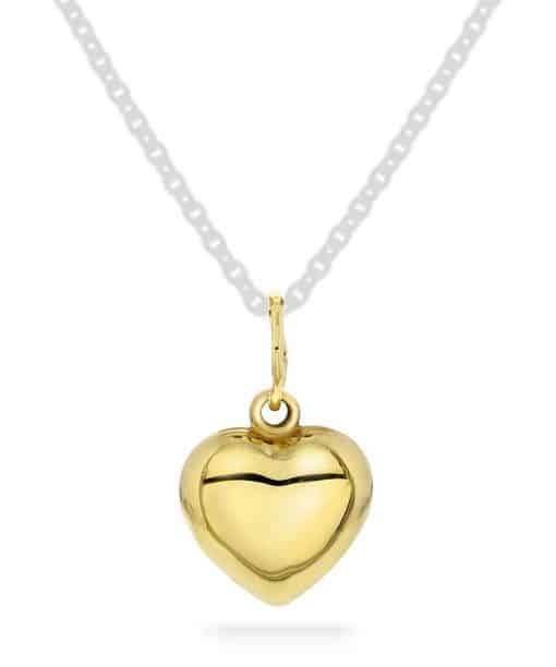 Hjertesmykke i gult gull 13,5mm