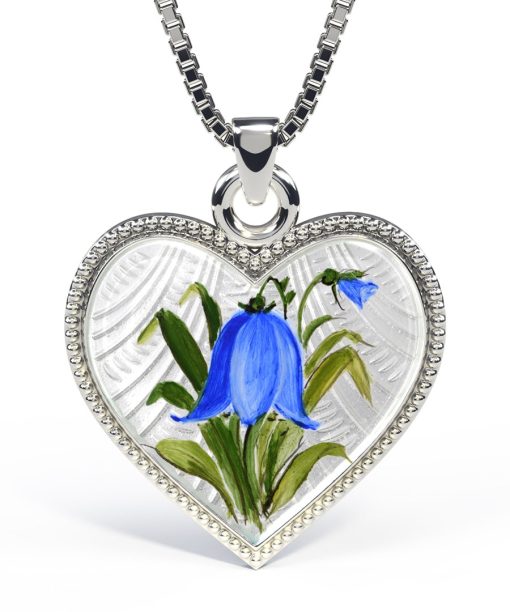 Pia & Per - Halskjede i sølv - Blåklokke MED Fader Vår