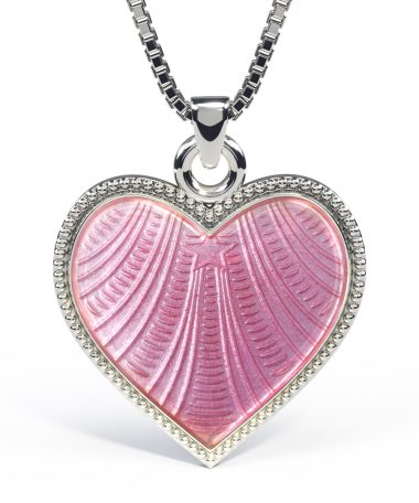 Pia & Per - Halssmykke sølv - 19 mm rosa hjerte