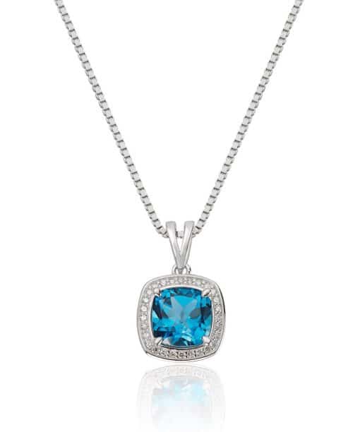Anheng med topas London blue 0,08ct WSI hvitt gull