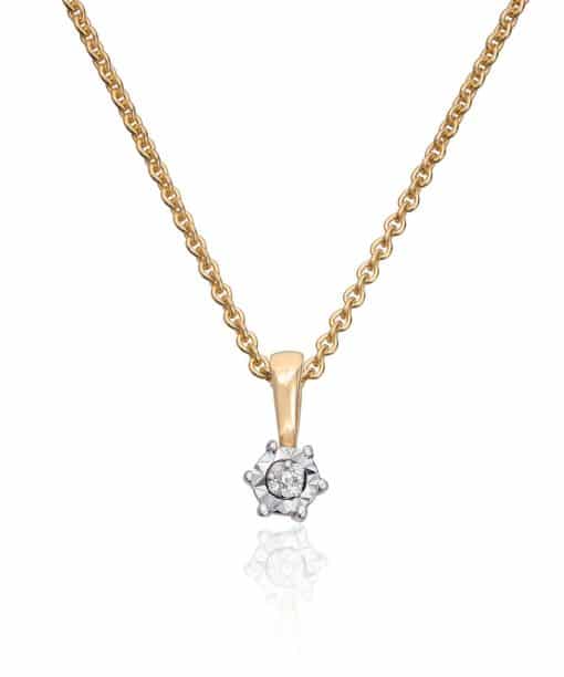 Anheng med diamanter 0,01ct WSI gult gull