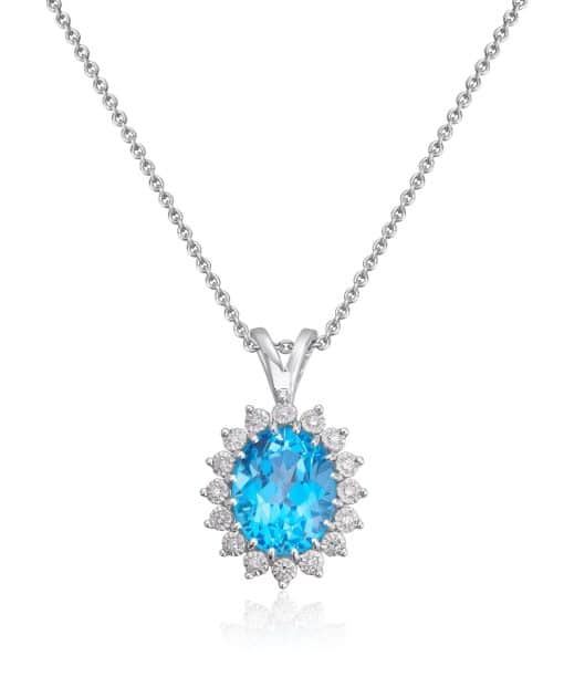 Anheng Rosett med 0,08ct WSI ogTopas i hvitt gull