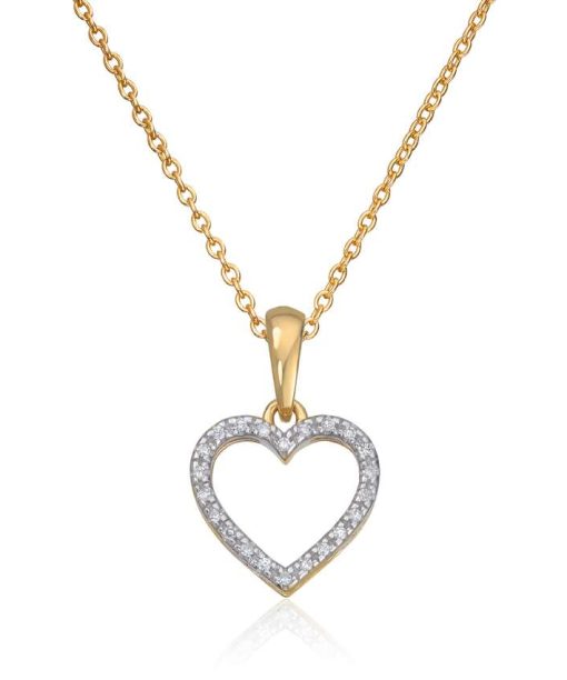 Anheng hjerte i 14K gult gull med 0,05ct WSI diamanter