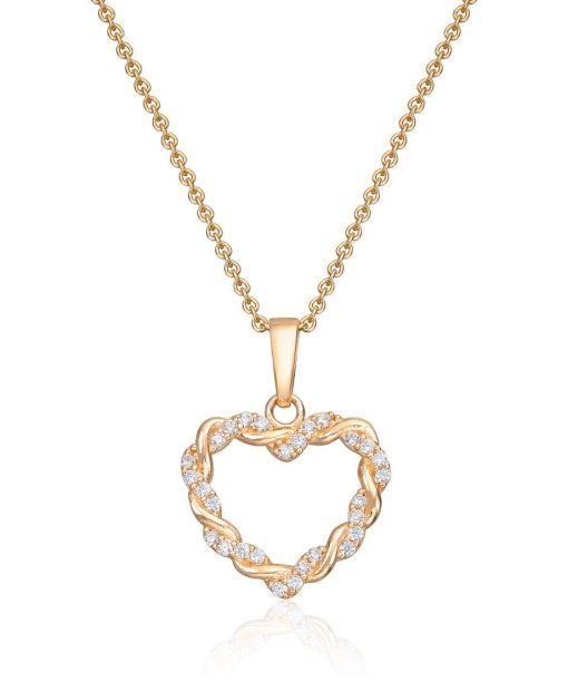 Anheng Hjerte 14K 2-farget gull med Cz