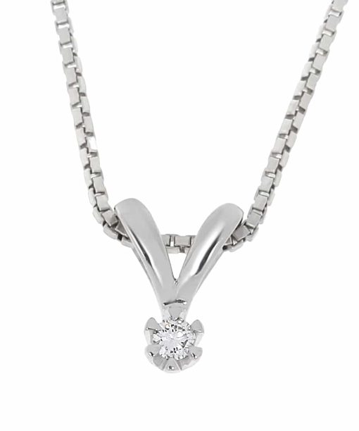 Victoria enstens diamantsmykke i hvitt gull 0.07ct. TW.SI