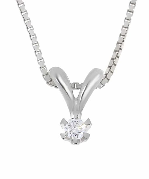 Victoria enstens diamantsmykke i hvitt gull 0.10ct. TW.SI