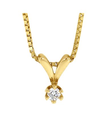 Victoria enstens diamantsmykke i gult gull 0.10ct. TW.SI