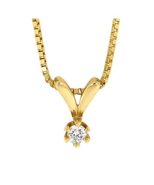 Victoria enstens diamantsmykke i gult gull 0.10ct. TW.SI