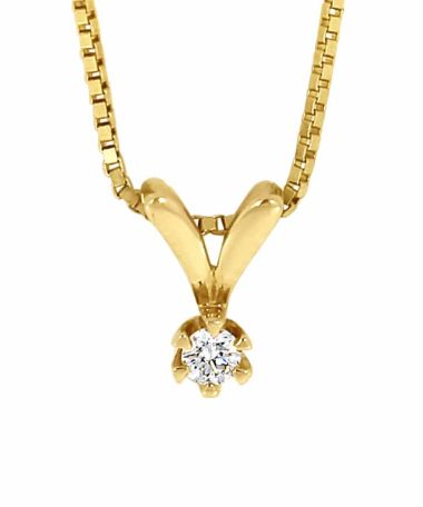 Victoria enstens diamantsmykke i gult gull 0.15ct. TW.SI