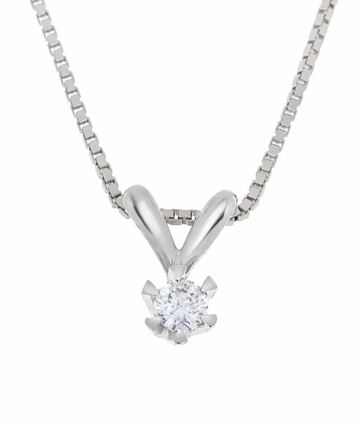 Victoria enstens diamantsmykke i hvitt gull 0.20ct. TW.SI