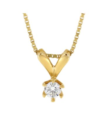 Victoria enstens diamantsmykke i gult gull 0.20ct. TW.SI