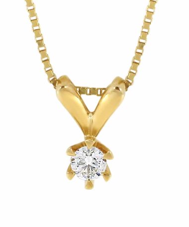 Victoria enstens diamantsmykke i gult gull 0.25ct. TW.SI