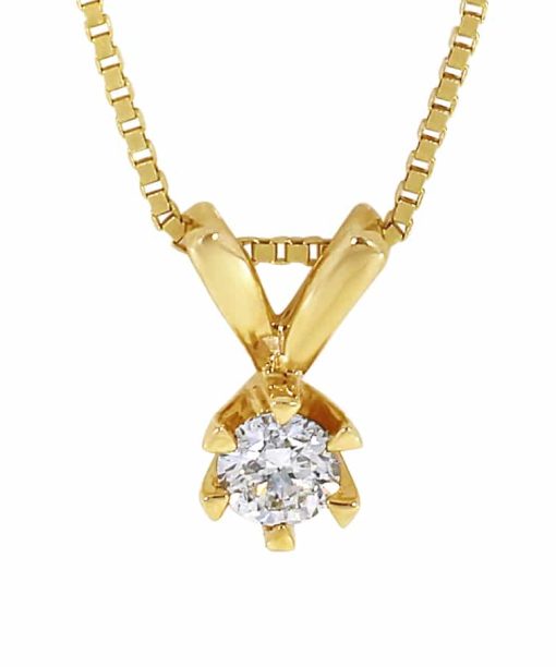 Victoria enstens diamantsmykke i gult gull 0.30ct. TW.SI