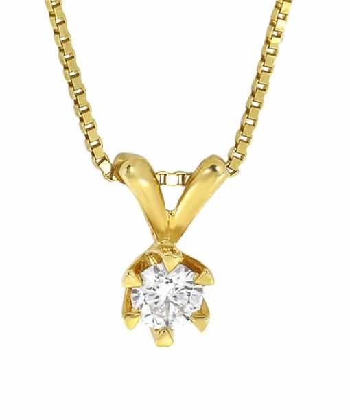 Victoria enstens diamantsmykke i gult gull 0.40ct. TW.SI