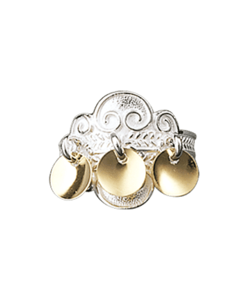 Bunadsring med forgylt lauv, kvit