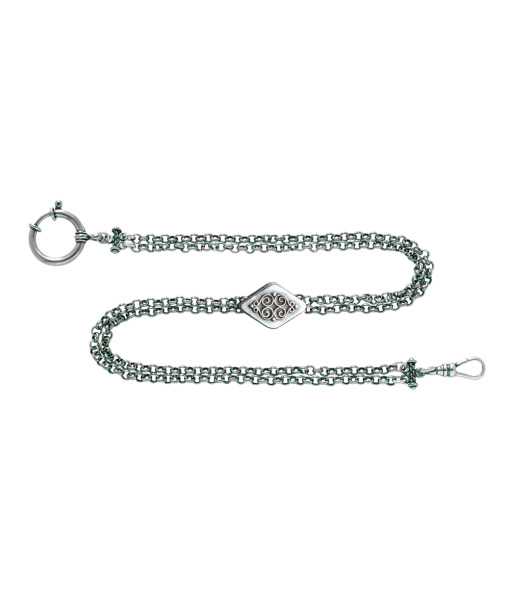 Klokkekjede 37 cm, 2 rader kjede+lås, oksidert