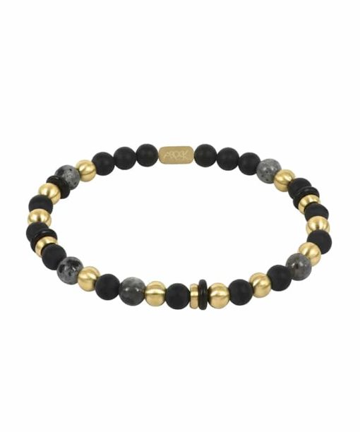 Arock Eddie Armbånd i Stål med Edelstener Svart - Gullforgylt,14K