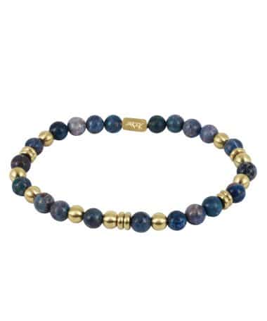Arock Eddie Armbånd i Stål med Edelstener Navy - Gullforgylt,14K
