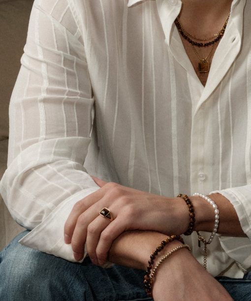 Alternative view of Arock Colin Stenarmbånd i Stål med Edelstener Blå/Brun