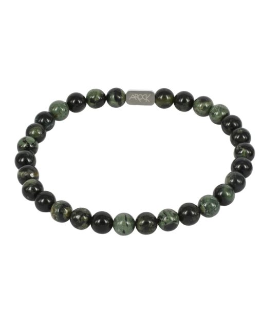 Arock Morris Stenarmbånd i Stål med Edelstener Grønn 17-22cm
