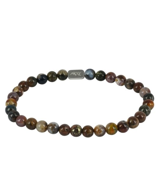 Arock Morris Stenarmbånd i Stål med Edelstener Jordtoner 17-22cm