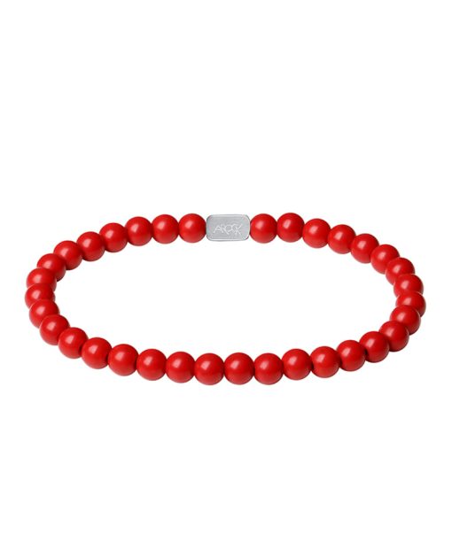 Arock Morris Stenarmbånd i Stål med Edelstener Rød 17-22cm