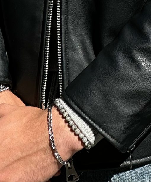 Alternative view of Arock Morris Stenarmbånd i Stål med Edelstener Grå 17-22cm