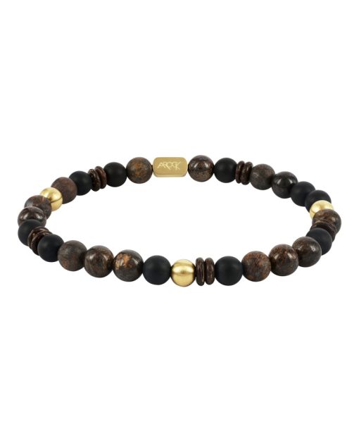 Arock Eddie Armbånd i Stål med Edelstener Brun/Svart - Gullforgylt,14K