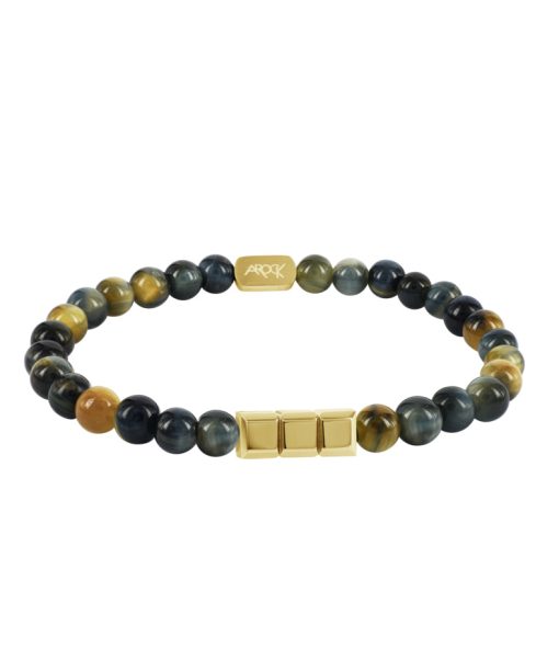 Arock Cube Perlearmbånd i Stål med Edelstener - Gullforgylt,14K