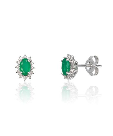 Ørepynt Rosett 0,067ct WSI Smaragd Hv 585