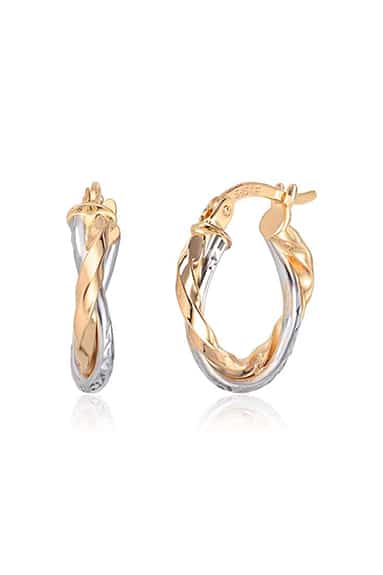 Øreringer 2-farget 14K