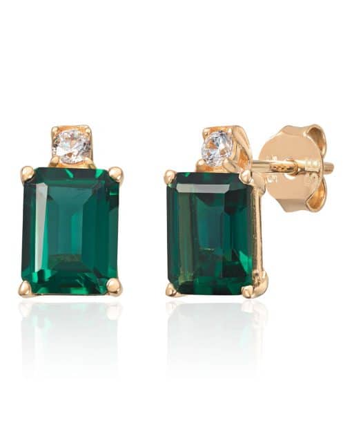 Ørepynt Grønn Kvarts i 14K gult gull og zirkoner