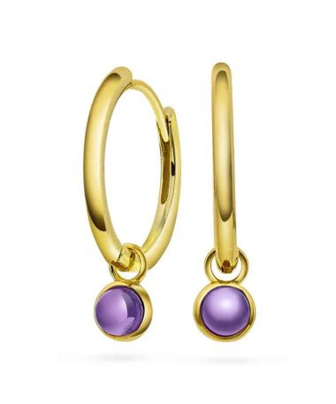 Ørering i forgylt sølv med ametyst RO (24mm)