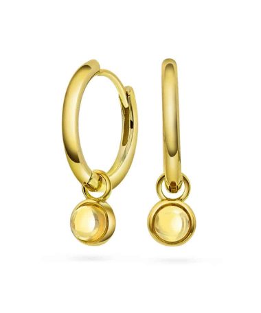 Ørering i forgylt sølv med citrin GLEDE (18 mm)