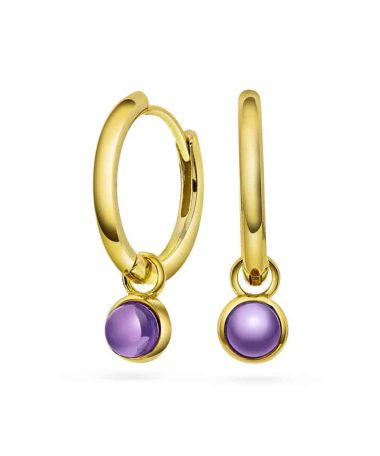 Ørering i forgylt sølv med ametyst RO (18mm)
