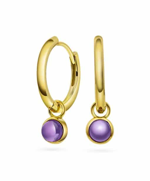 Sandra Lyng, Ørering i forgylt sølv med ametyst RO (18mm)