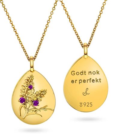 "Godt nok er perfekt" amulett med ametyst