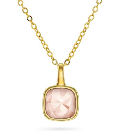 Smykke i forgylt sølv med rosa opal KJÆRLIGHET