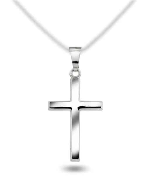 Korssmykke i hvitt gull 26mm